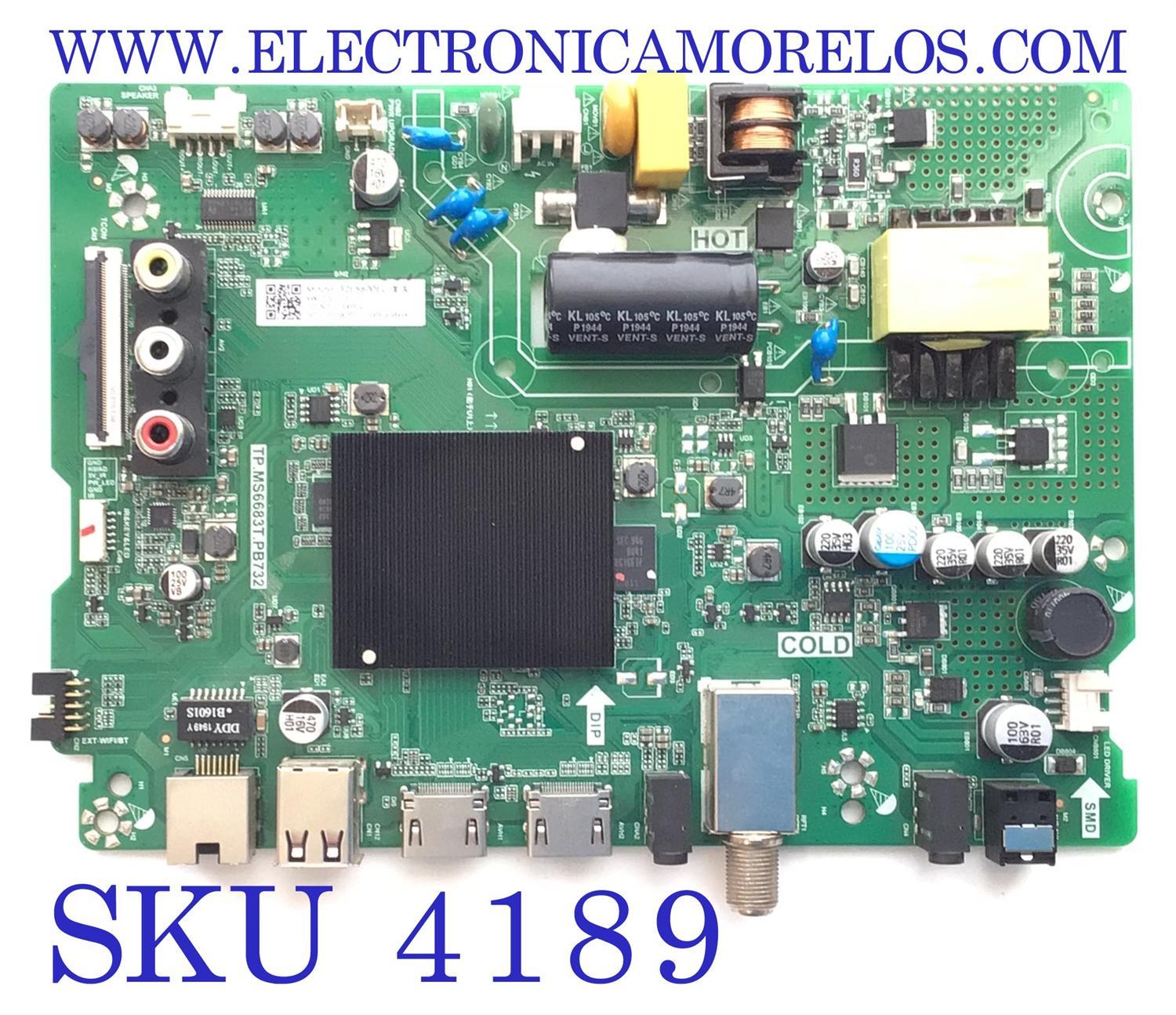MAIN FUENTE ((COMBO)) PARA TV HISENSE ((ANDROID TV)) / NUMERO DE PARTE 253258 / TP.MS6683T.PB732 / JHD315V1H71-T0L1 / 32E5600EU / 200113 / 36275 / PANEL JHD315V1H71-T0L1 / DISPLAY HV320WHB-N86 REV.1.0 / MODELO 32H5590F